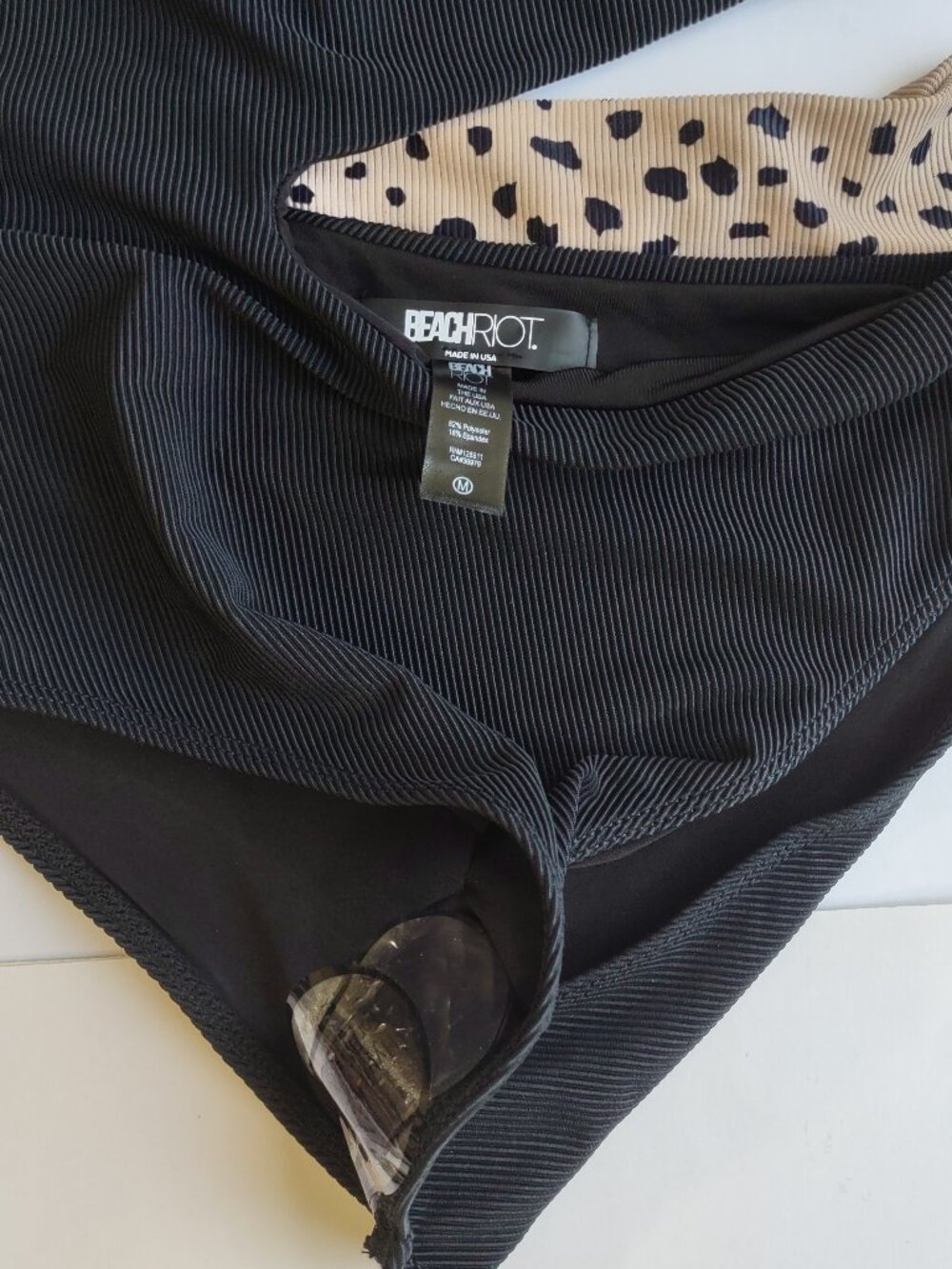 NWOT Beach Riot Carlie One-Piece Swim Suit Sz Medium Black-Taupe Polka-Dot Sash - Picture 9 of 9
